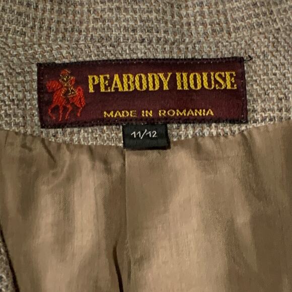 Vintage 70s Wool Suit 2 Piece Skirt Blazer Peabody House Houndstooth Size 11 12 - Picture 15 of 15